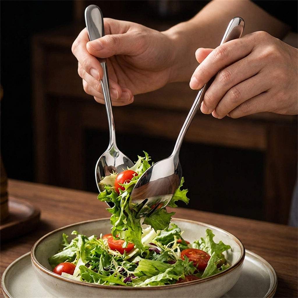 Salad Server Set in use