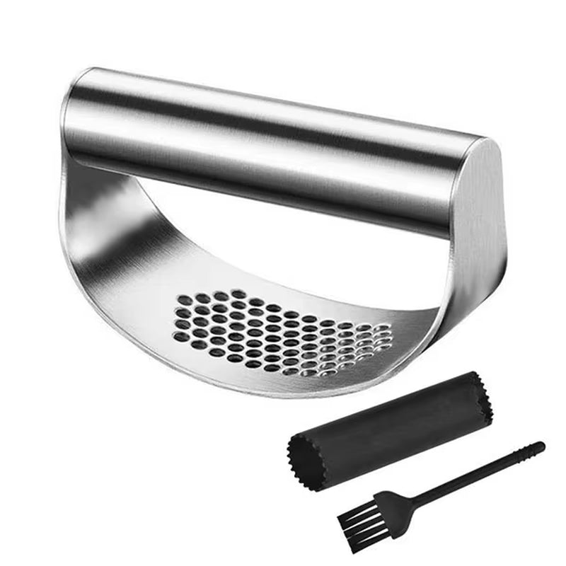 Professional Stainless Steel Garlic Press — Easy Squeeze Design