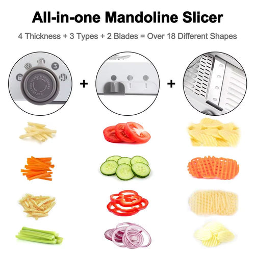 18-in-1 Adjustable Mandoline Slicer — Professional Stainless Steel