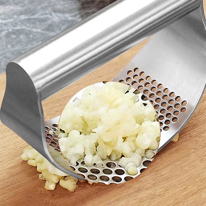 Professional Stainless Steel Garlic Press — Easy Squeeze Design
