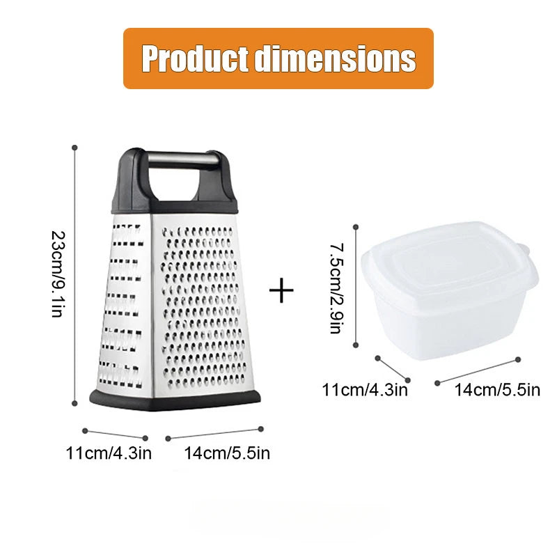 4-Sided Stainless Steel Box Grater with Container