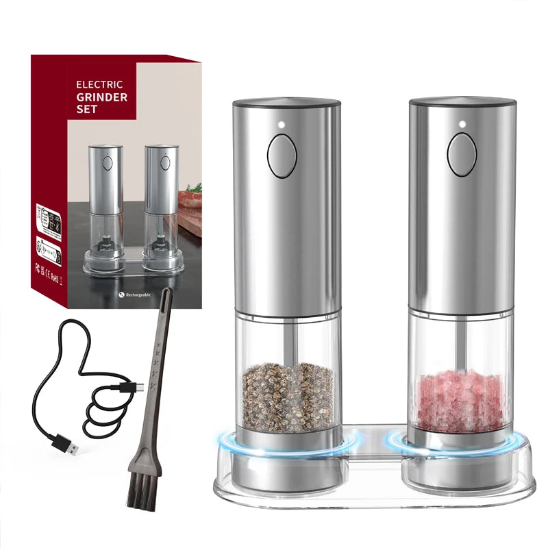Electric Salt & Pepper Grinder Set — USB Rechargeable, Adjustable Coarseness