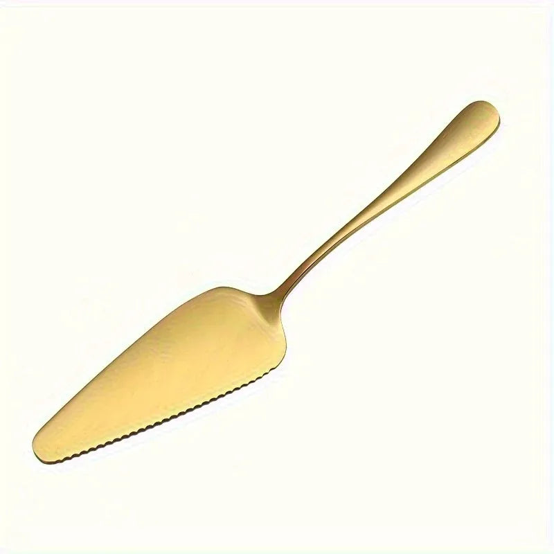 Gold cake server, full product view