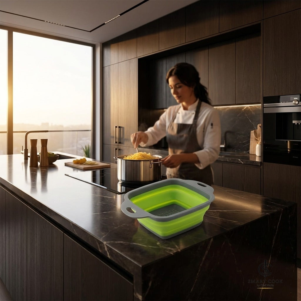 Foldable Silicone Colander - Smart Cook by Chef Marín kitchen tool, photo 5 of 8